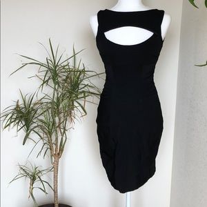 Black knee length form fitting formal dress